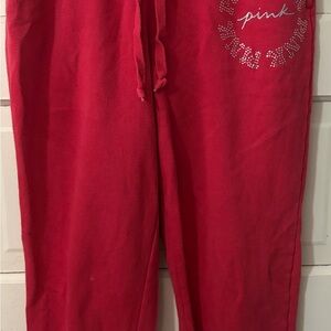 Red Lounge Pants with Rhinestone Detail